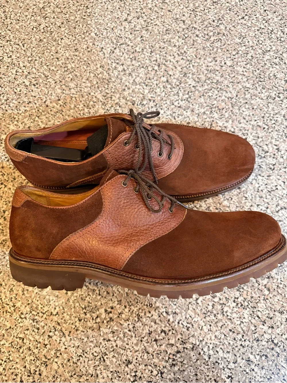 TRASK Bison Brown Leather and Suede Oxford Saddle Shoes Men’s 12 *RARE PLS READ*